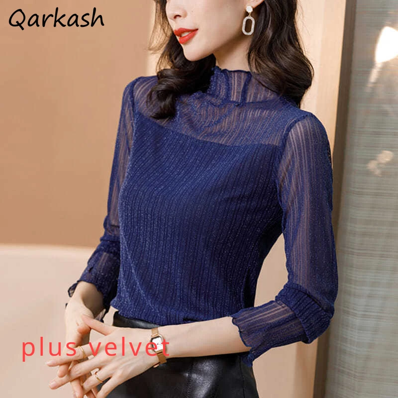 Mock Neck Blouses Women Mesh Elegant Y2k Tops Korean Fashion Long Sleeve Blusas Womens Clothing All-match Tender Ulzzang Daily
Mock Neck Blouses Women Mesh Elegant Y2k Tops Korean Fashion Long Sleeve Blusas Womens Clothing All-match Tender Ulzzang Daily