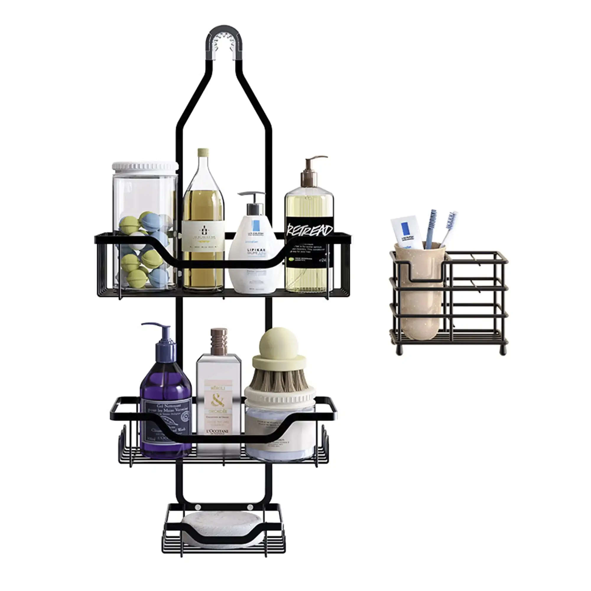 Over The Shower Head, Hanging Bathroom Storage Rack with Soap Holder and 12 Hooks Toothbrush Holder
Over The Shower Head, Hanging Bathroom Storage Rack with Soap Holder and 12 Hooks Toothbrush Holder