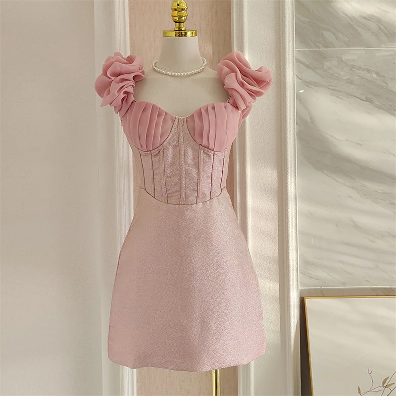 High Street New Fashion 2023 Women Summer Petal Sleeve Fish Bone Waist Retraction Draped Spliced Casual Pink Mini Dress
High Street New Fashion 2023 Women Summer Petal Sleeve Fish Bone Waist Retraction Draped Spliced Casual Pink Mini Dress