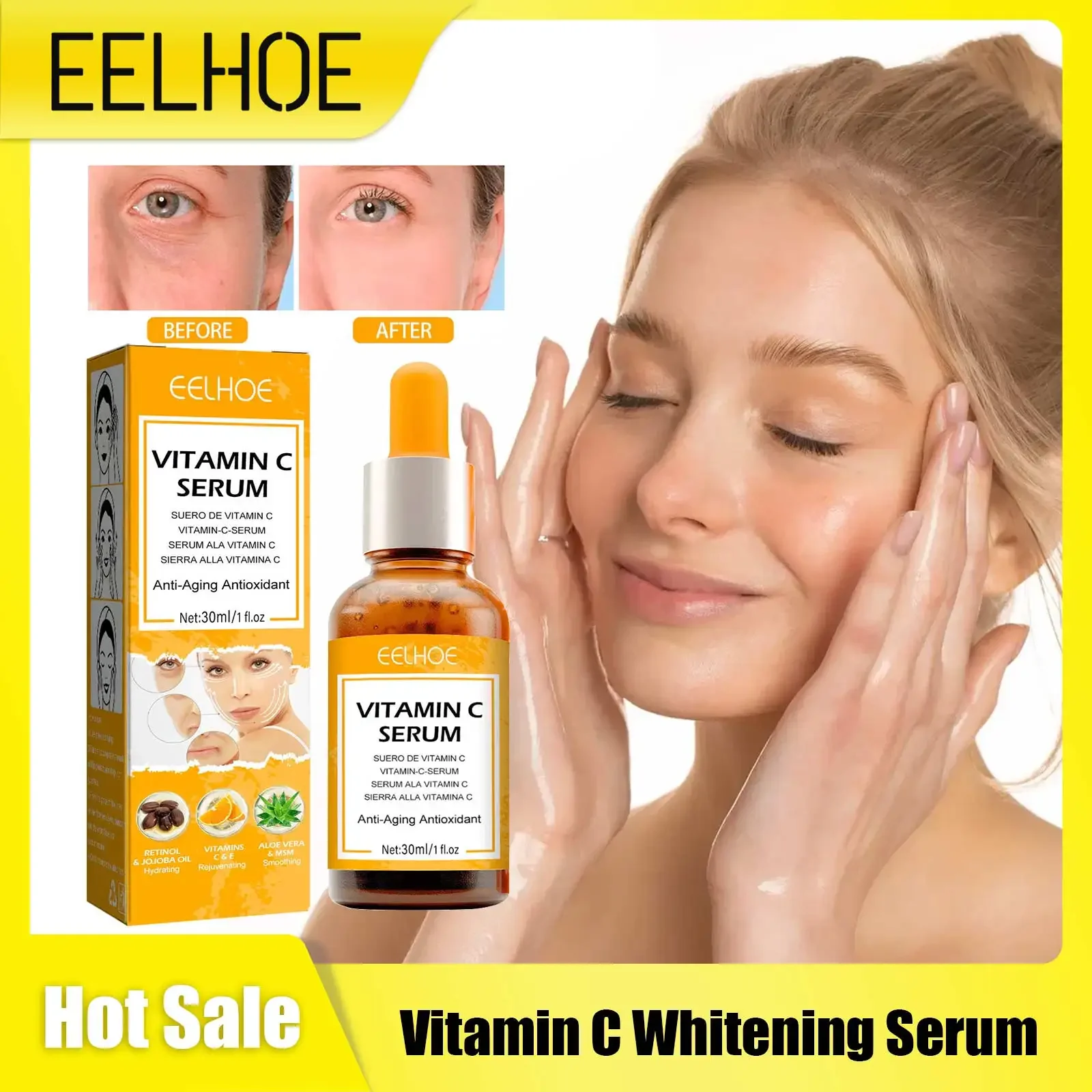 

Anti-aging Serum Vitamin C Essence Fade Fine Lines Whitening Brightening Skin Remove Dark Spots Moisturize Wrinkle Firming Serum