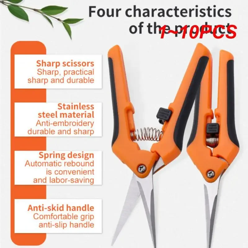 

1~10PCS Inch Gardening Hand Pruner Pruning Shear Trimming Scissors Stainless Steel Straight/ Curved Blades for Buds Herbs