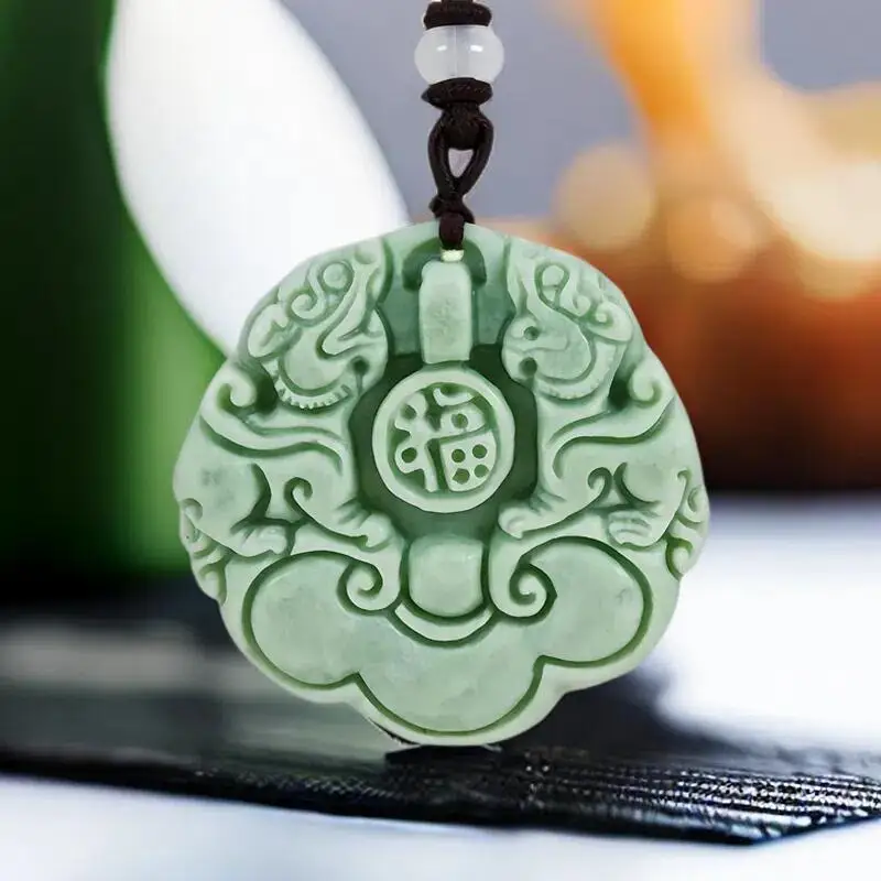 

Natural Real Jade Pixiu Pendant Necklace Gifts for Women Men Gemstones Carved Jewelry Amulet Vintage Talismans Accessories