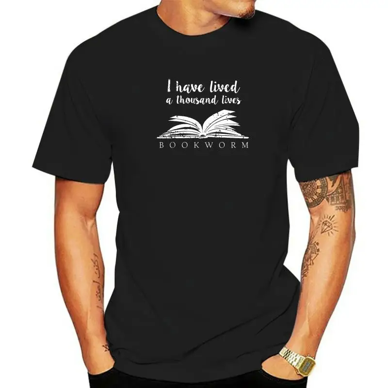 

Футболка «Я жила тысячу жизни», Мужская модная Классическая футболка с принтом книги, чтения книг, хлопковые футболки, Европейская мода