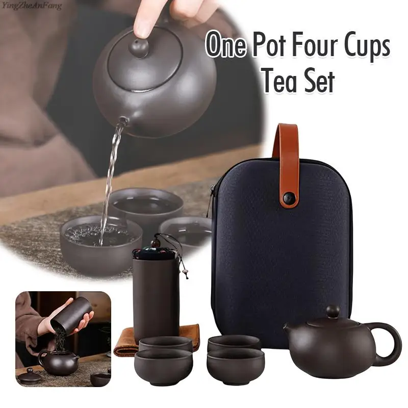 Portable Ceramic Tea Pot Set Chinese Teapot And 4 Cups Clay Tea Set Ceremony Gift Camping Travel Kung Fu Tea Sets
Portable Ceramic Tea Pot Set Chinese Teapot And 4 Cups Clay Tea Set Ceremony Gift Camping Travel Kung Fu Tea Sets