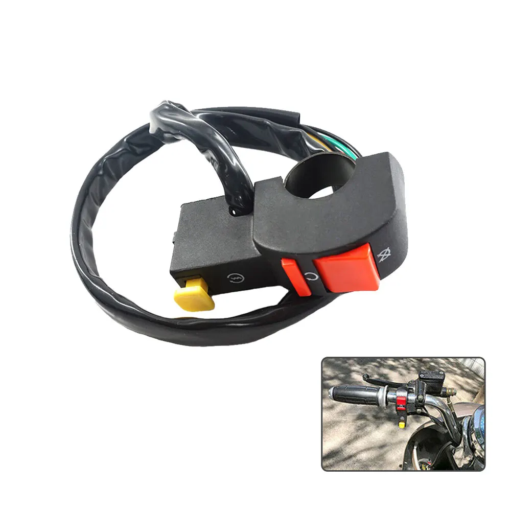 

22mm 7/8" Motorcycle Handlebar Switch Electric Starter Start Stop Flameout ATV ON/OFF Button Switch with 4 Wire Connection