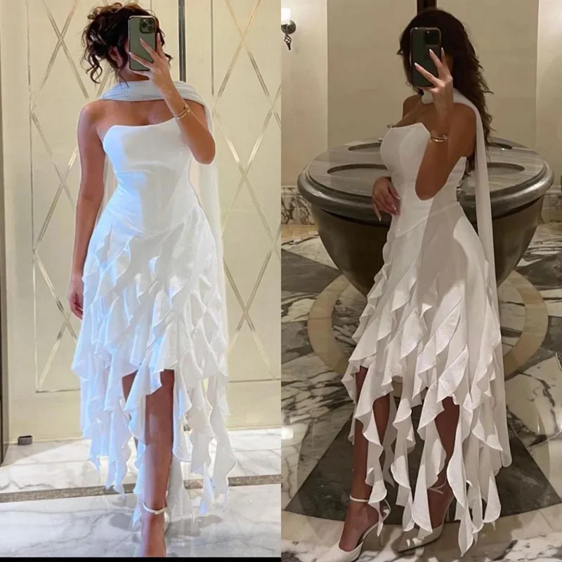 Aleeshuo Modern White Straight Prom Dresse Satin Strapless Simple Sleeveless Evening Dress Backless Knee-Lengthفساتين مناسبة رسم
Aleeshuo Modern White Straight Prom Dresse Satin Strapless Simple Sleeveless Evening Dress Backless Knee-Lengthفساتين مناسبة رسم
