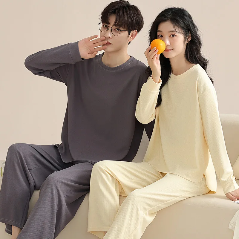 

Cotton Couples Sleepwear Women and Men Matching Pajamas Set Long Sleeves Nightwear Big Size 3XL 4XL Pjs Loungewear pyjama