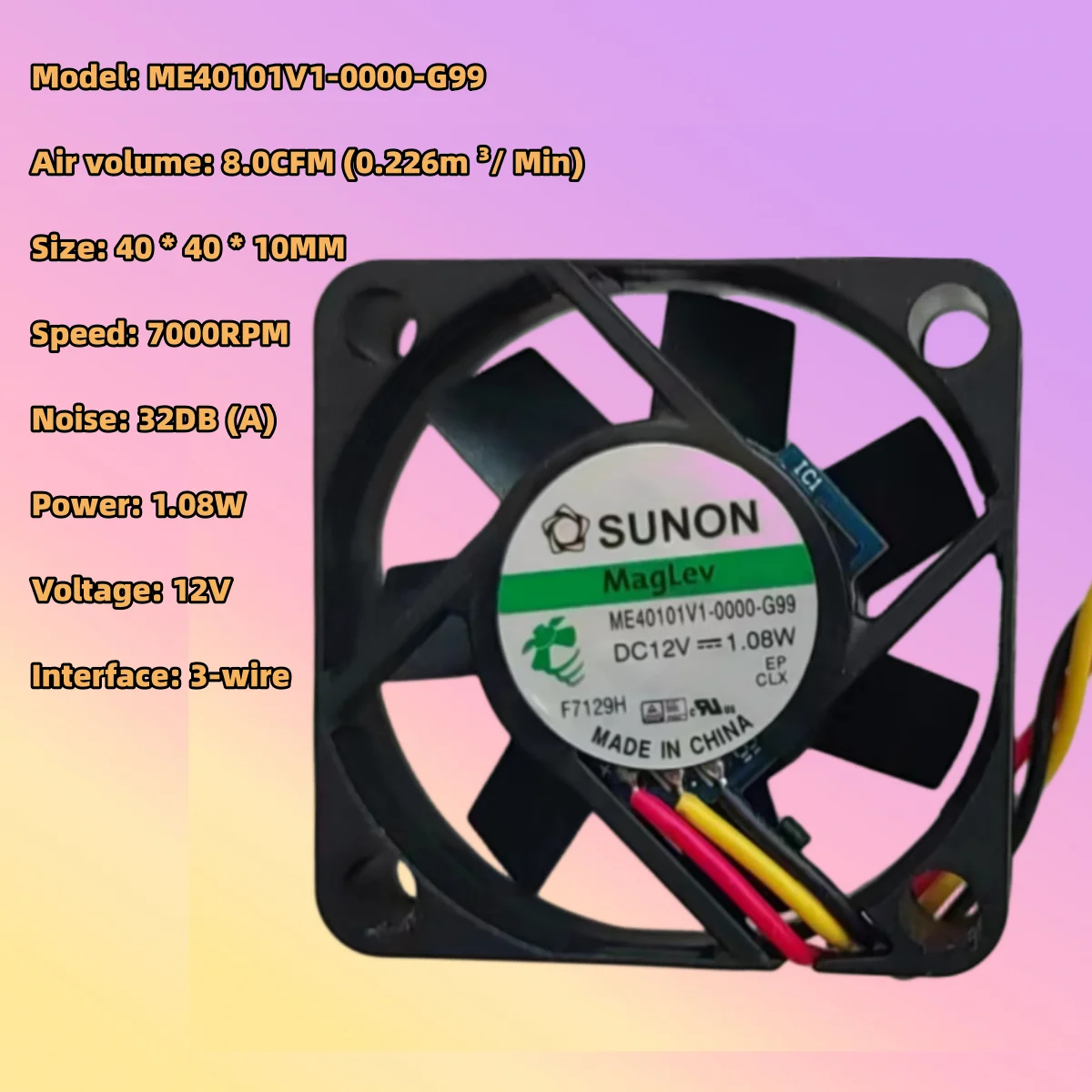 

4010 ME40101V1-0000-G99 DC12V 1.08W 4CM three wire silent Fan 40*40*10MM For south and north bridge chip Graphics card Cooling