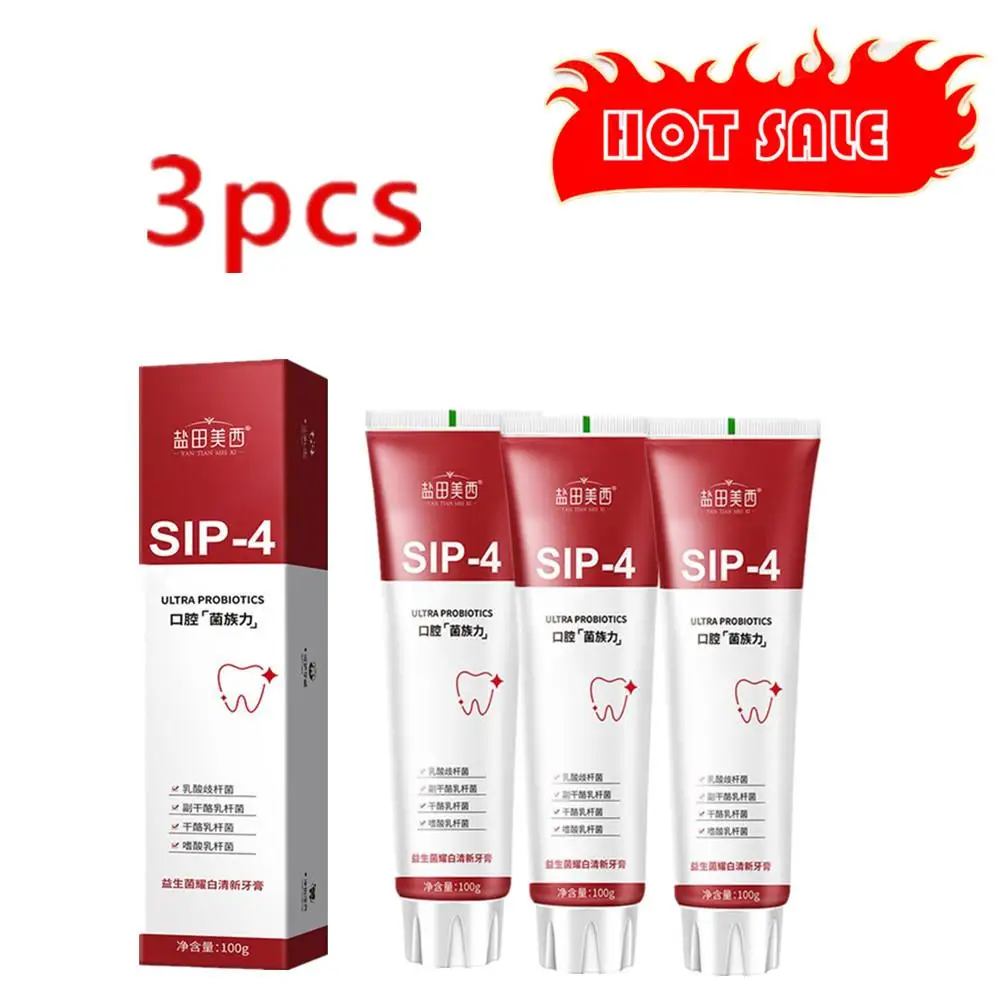 3pcs Sip-4 100g Probiotic Toothpaste Brightening & Stain Fresh Whiten Teeth Sp-4 Toothpaste Toothpaste Removing Bad Breath
3pcs Sip-4 100g Probiotic Toothpaste Brightening & Stain Fresh Whiten Teeth Sp-4 Toothpaste Toothpaste Removing Bad Breath