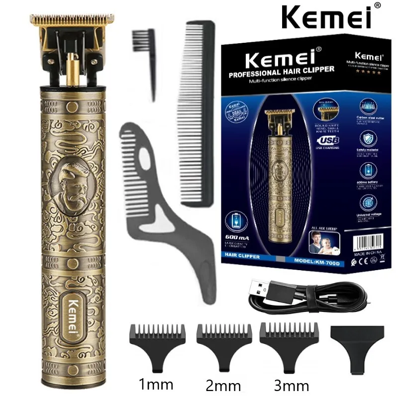 

Kemei KM-700D Professional Hair Clipper Barber Hair Trimmer for Men Retro Buddha Cordless Edge Electric Hair Cutting Machine