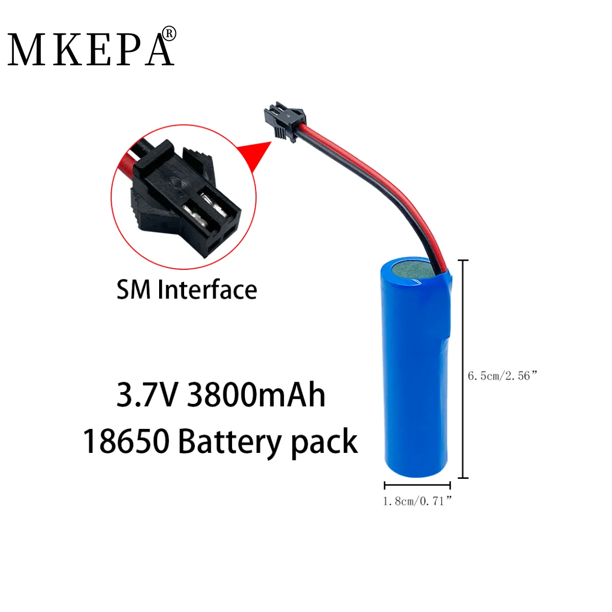 3.7V Lithium ion Rechargeable Battery, 3800mAh 18650 With Replacement Socket And SM Interface Line for Emergency Lighting
3.7V Lithium ion Rechargeable Battery, 3800mAh 18650 With Replacement Socket And SM Interface Line for Emergency Lighting