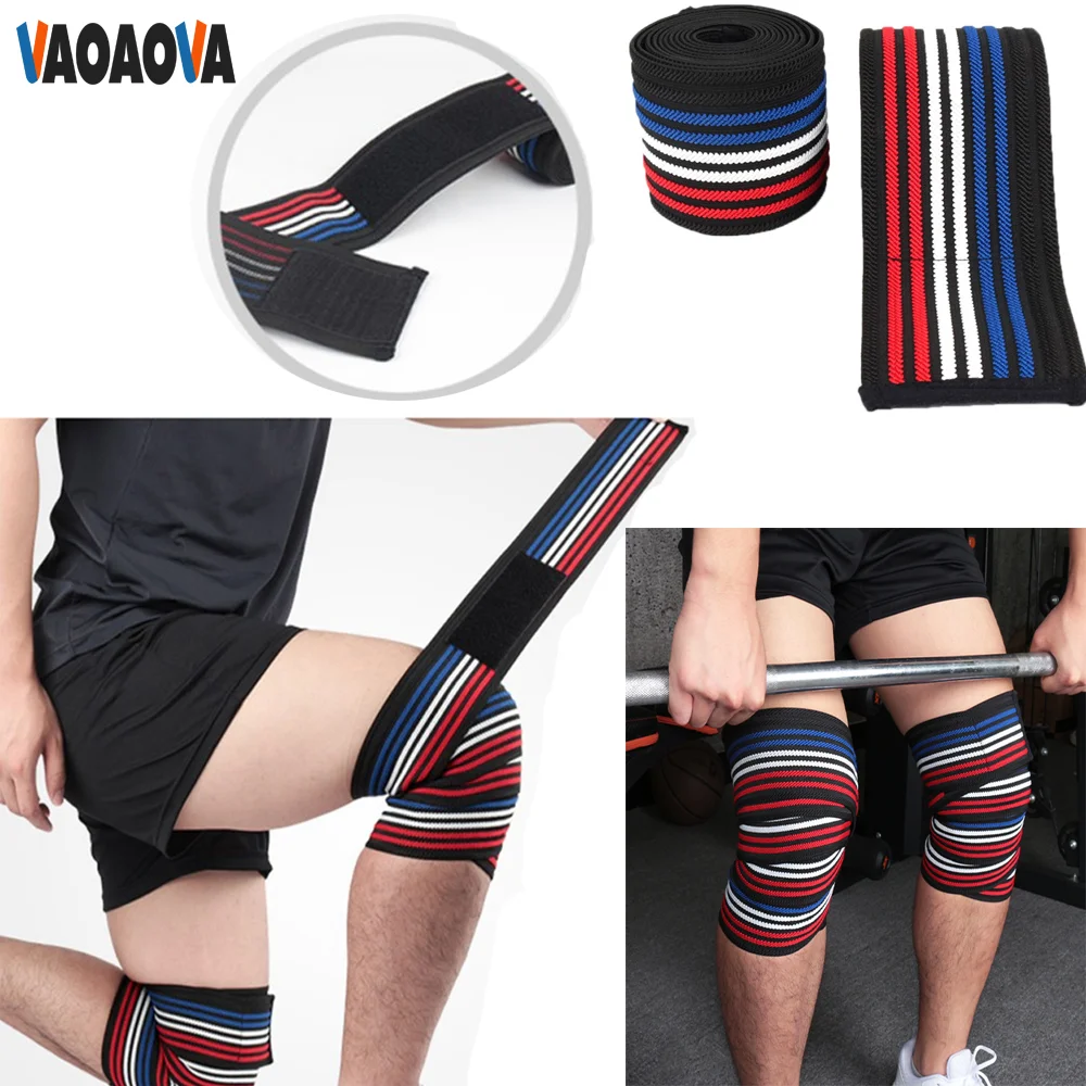 

1 Pcs Knee Wraps With Strap For Squats Bodybuilding Weightlifting Powerlifting Deadlift Leg Press Cross Training Flexible 180cm