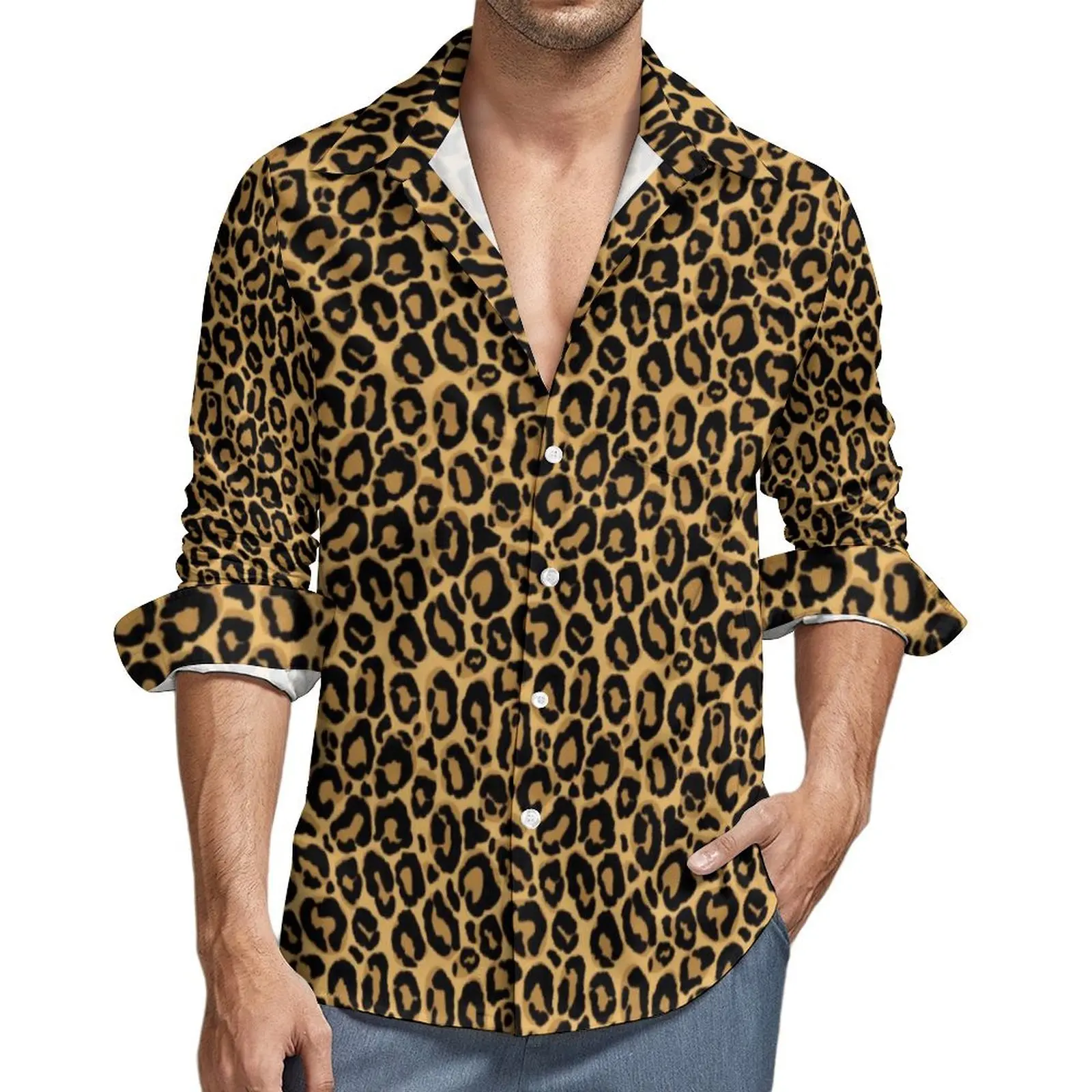 Leopard Pattern Shirt Autumn Animal Print Casual Shirts Men Retro Blouses Long Sleeve Design Harajuku Clothing Plus Size
Leopard Pattern Shirt Autumn Animal Print Casual Shirts Men Retro Blouses Long Sleeve Design Harajuku Clothing Plus Size