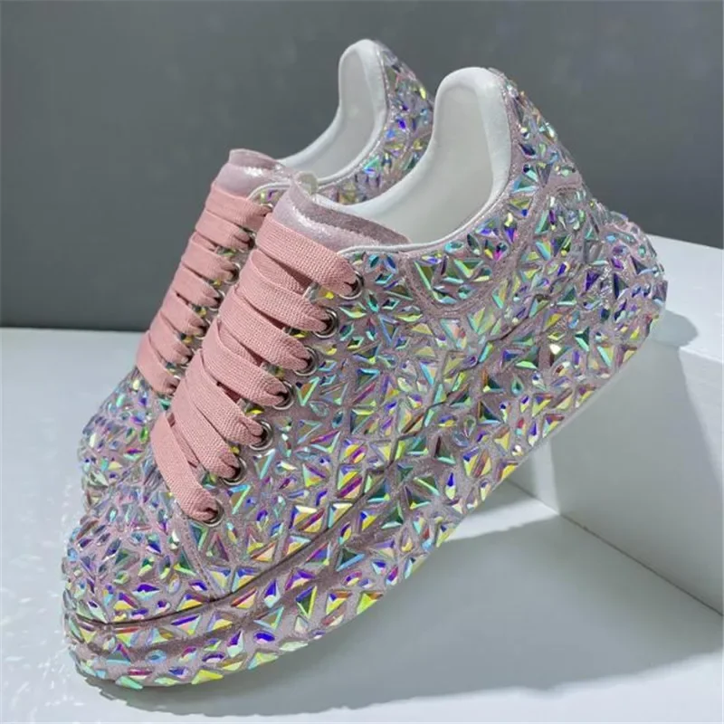 

Spring Autumn Women Shoes New Style Fashion Platform Shoes Ins Platforms Sneakers Tide Shine Bling Rhinestone Luxury Sneakers