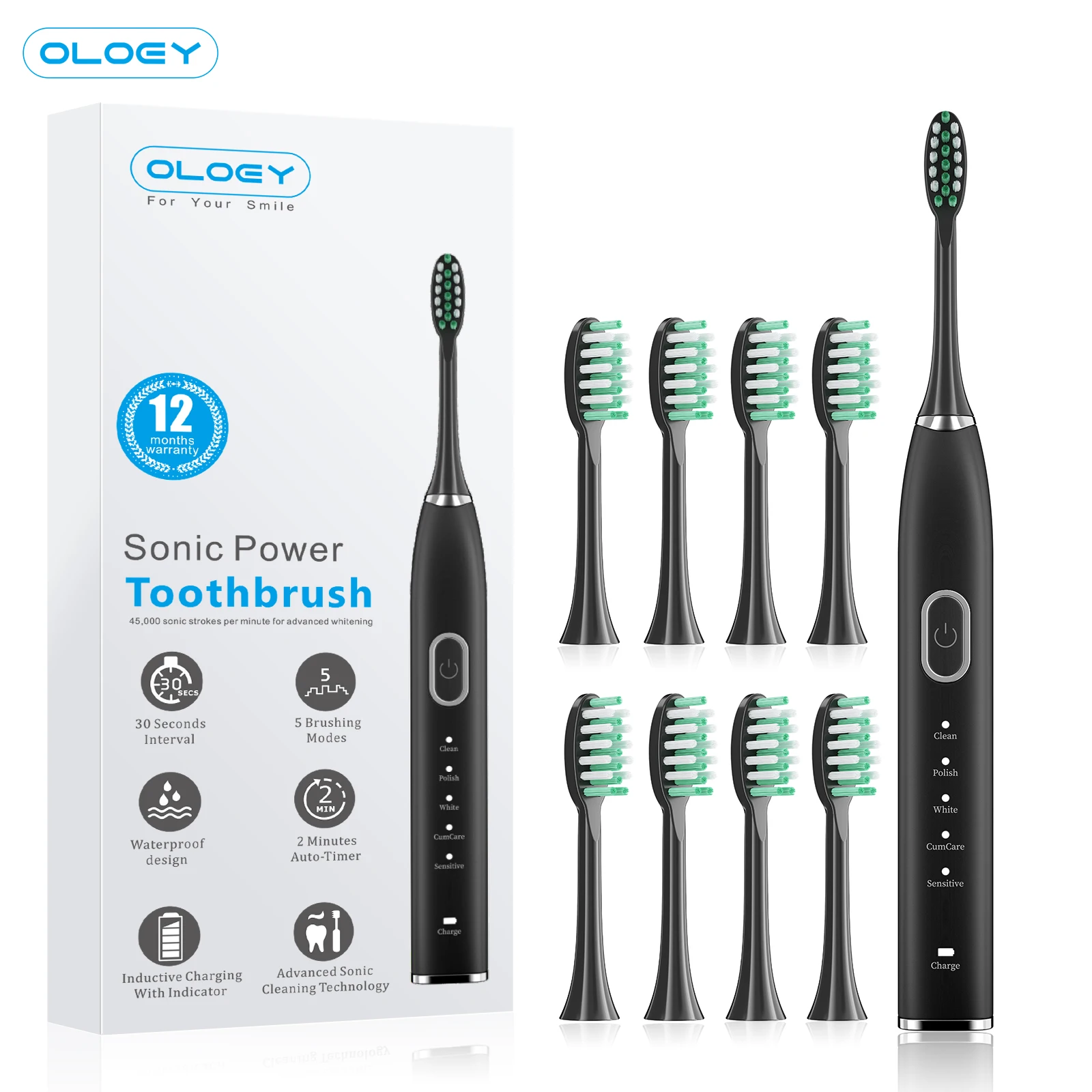 Electric Sonic Toothbrush USB Charge Rechargeable Waterproof Sonic 5 Modes Electronic Tooth Travel 8 Brushes Replacement Heads 
Electric Sonic Toothbrush USB Charge Rechargeable Waterproof Sonic 5 Modes Electronic Tooth Travel 8 Brushes Replacement Heads