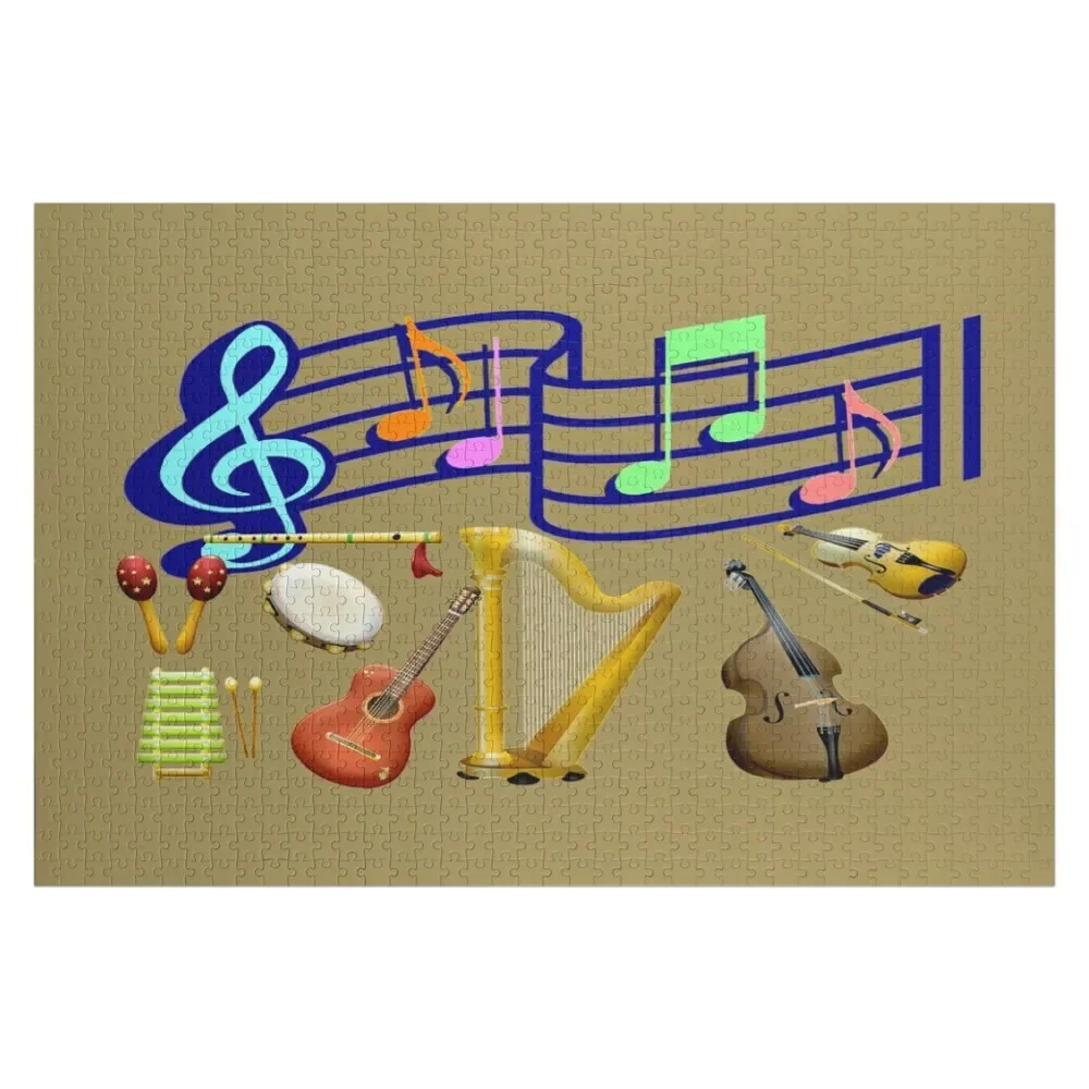 

Musical instruments and staff of notes! Jigsaw Puzzle Personalised Customized Toys For Kids Puzzle