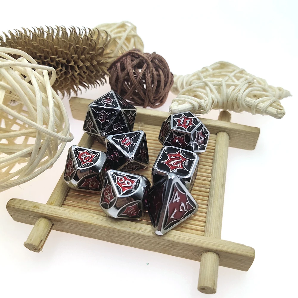 

7Pcs Boxed Metal Dice Dagger Polyhedral Dice Set For Role Playing Board Game Pathfinder Galaxy Series Cool Digital Geometry Dice