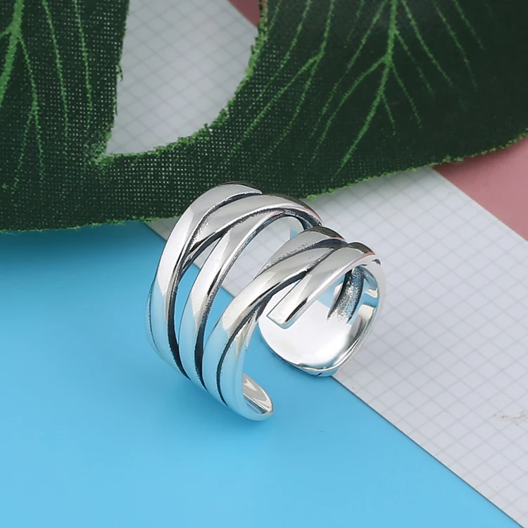 S925 Sterling Silver Korean Fashion Trendy Index Finger Ring Open Ring Female Exaggerated Style Cross Wrapped Wide Ring 
S925 Sterling Silver Korean Fashion Trendy Index Finger Ring Open Ring Female Exaggerated Style Cross Wrapped Wide Ring