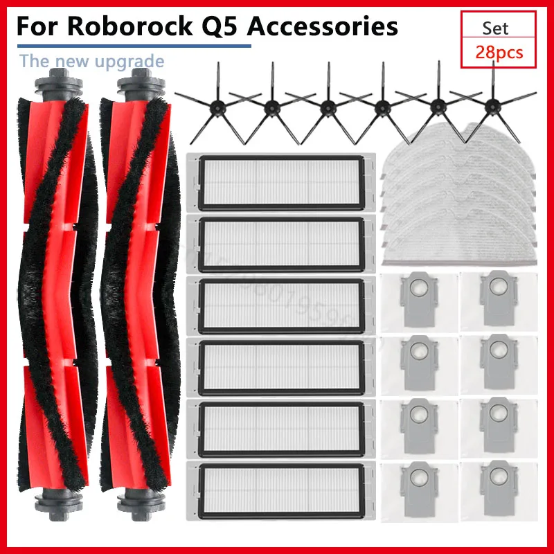 

For Roborock Q5 Plus Q5 Choice Robot Vacuum Cleaner Mop Floor Rags Main Brush Side Brush Dust Bag Hepa Filter Accessories Xiomi