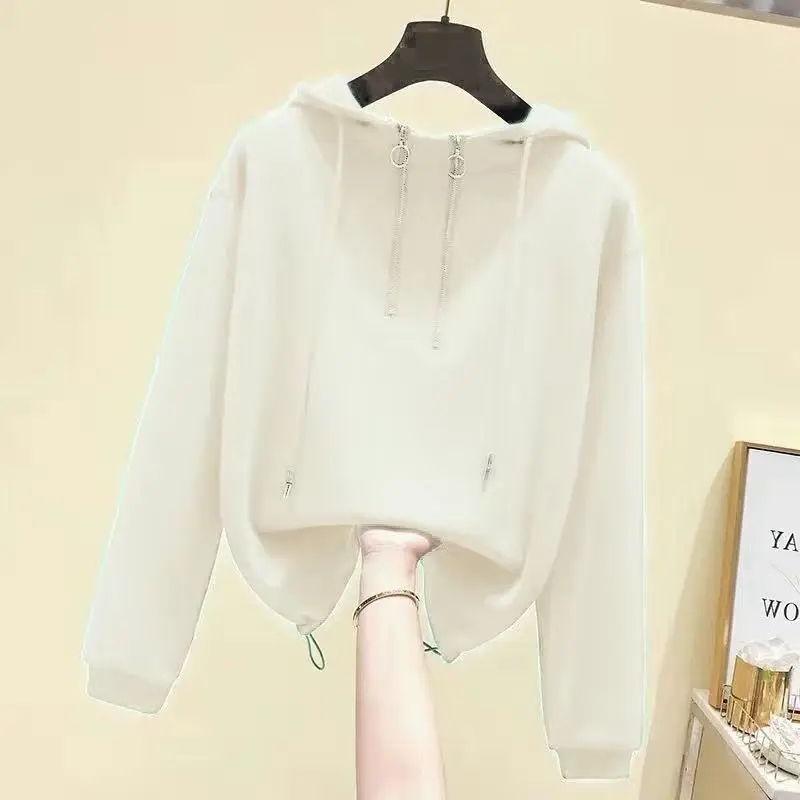 Свитшот с длинным рукавом и молнией на осень/зиму, новинка 2023, универсальный свободный и приталенный пуловер, однотонный свитшот с капюшоном для женщин
Свитшот с длинным рукавом и молнией на осень/зиму, новинка 2023, универсальный свободный и приталенный пуловер, однотонный свитшот с капюшоном для женщин