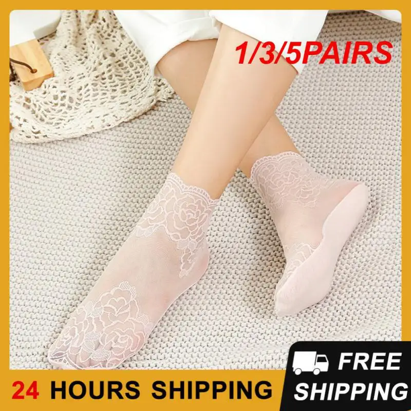 

1/3/5PAIRS Pleated Socks Color Stability Elastic Sock Cuffs Black Socks Clothing Accessories Ankle Stockings