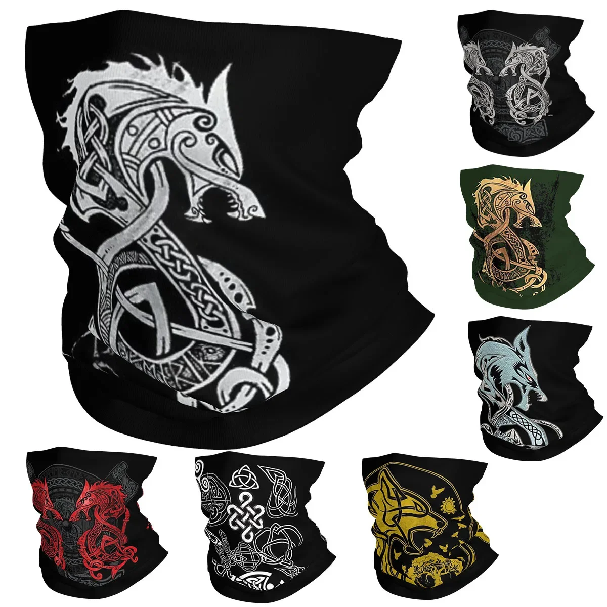 

Viking Loki Son Fenrir Bandana Neck Gaiter Printed The Wolf of Norse Face Scarf Headwear Riding for Men Women Adult Washable