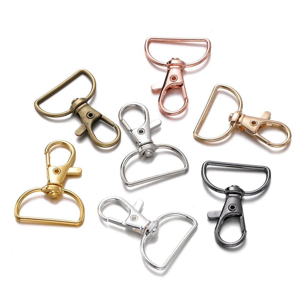 

5/10Pcs Swivel Clasps D Rings Alloy Metal Lanyard Snap Hooks Clip Hook for Keychain Bag Key Rings Crafting Sewing Jewelry Making