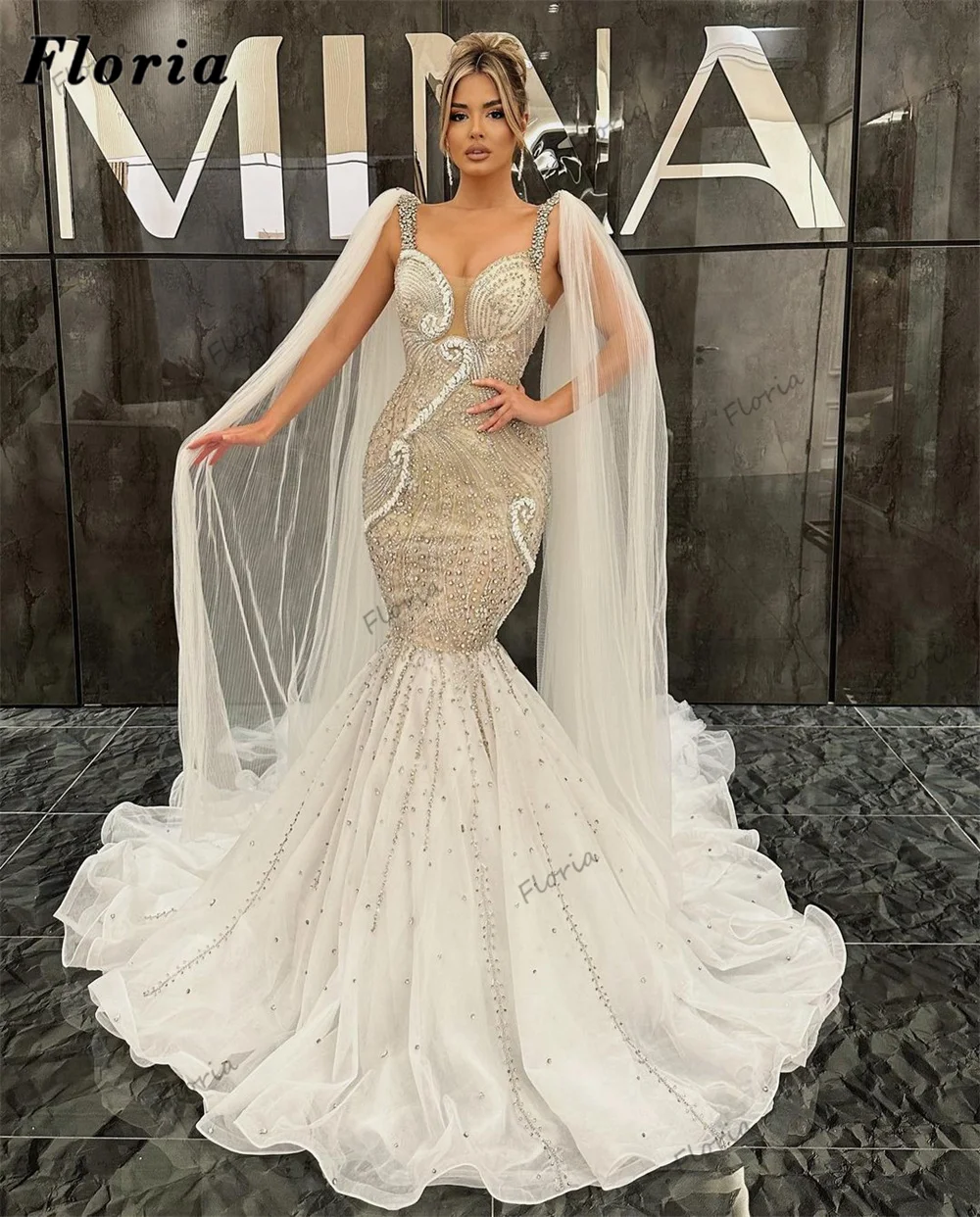 

Vintage Mermaid Evening Dresses Robes De Mariee Haute Coutures Beading Crystals Wedding Party Dress Arabic Dubai Long Prom Gowns