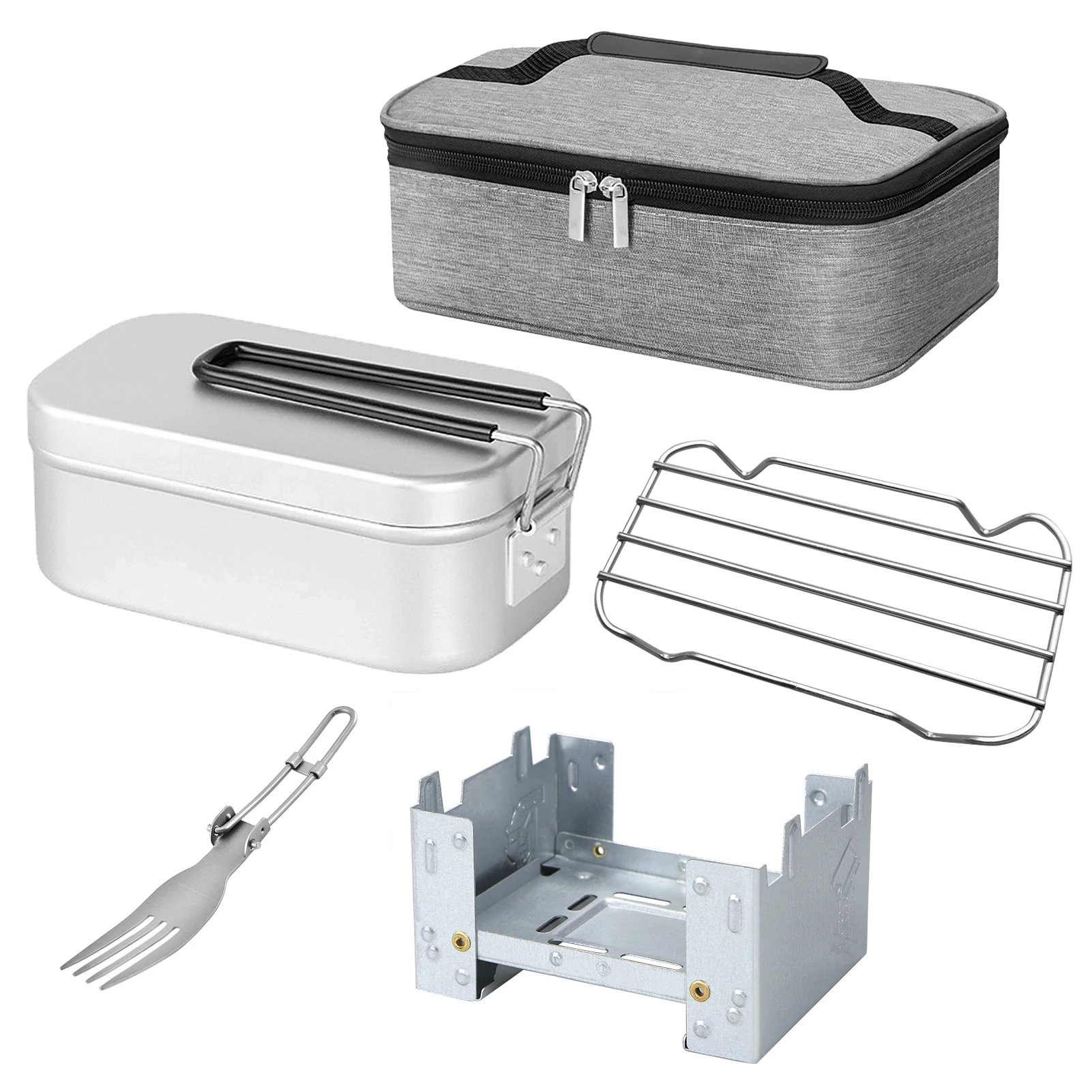 Outdoor Lunch Box 800ml Lunch Box Mini Folding Stove Steaming Rack Combo Set for Camping Picnic Cooking
Outdoor Lunch Box 800ml Lunch Box Mini Folding Stove Steaming Rack Combo Set for Camping Picnic Cooking