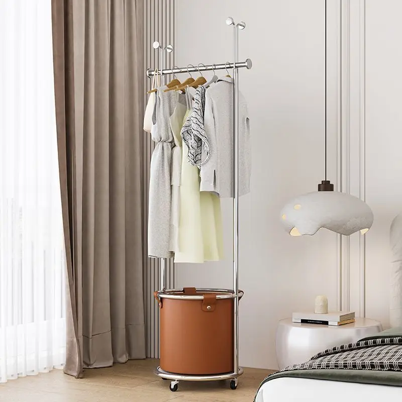 Clothing Rack Stand - Wheel Coat Rack with Brown Leather storage basket - Rolling Stainless Steel Coat Rack for Bedroom
Clothing Rack Stand - Wheel Coat Rack with Brown Leather storage basket - Rolling Stainless Steel Coat Rack for Bedroom