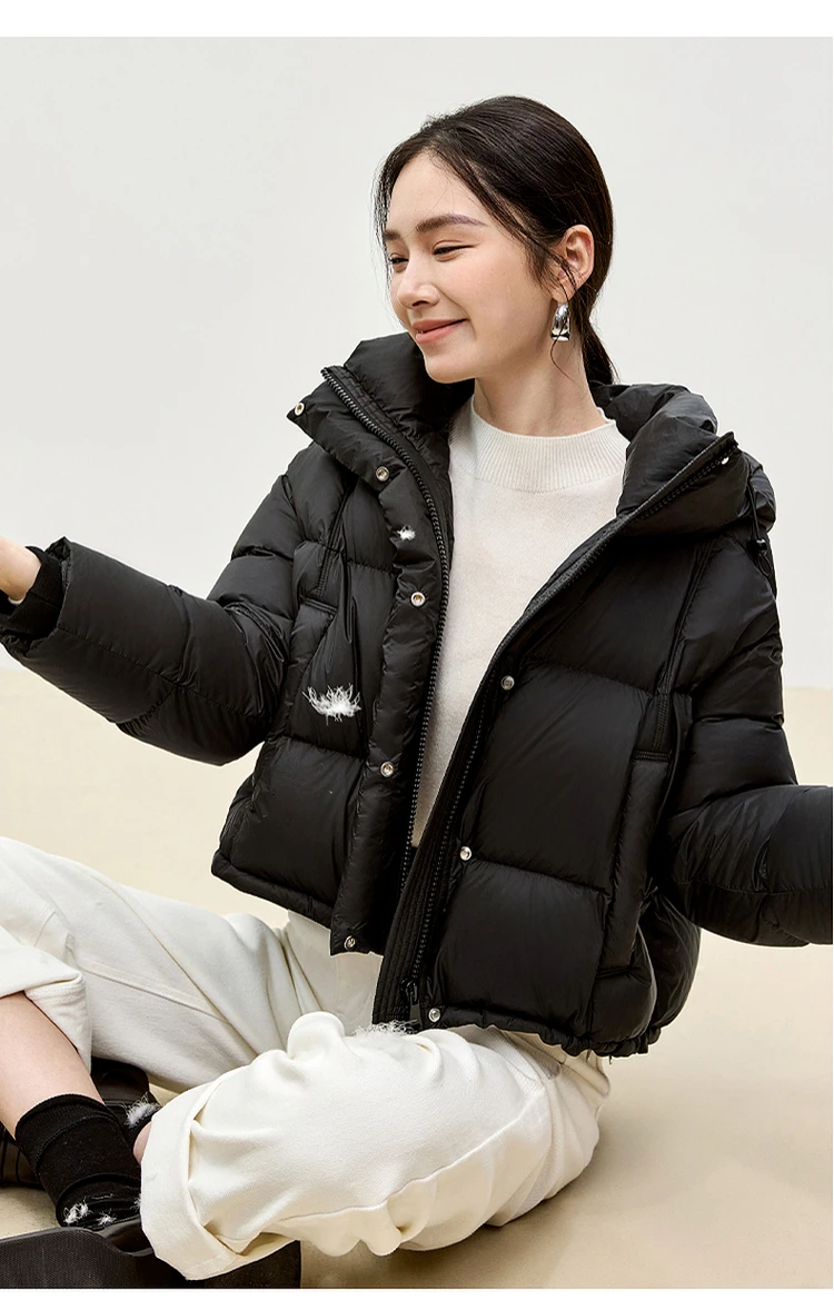 SENTUBILA Hooded Puffer Down Coat for Women 2024 Winter Lightweight Warmth 90% White Duck Down Short Jacket Outerwear W44Y55965 SENTUBILA Hooded Puffer Down Coat for Women 2024 Winter Lightweight Warmth 90% White Duck Down Short Jacket Outerwear W44Y55965