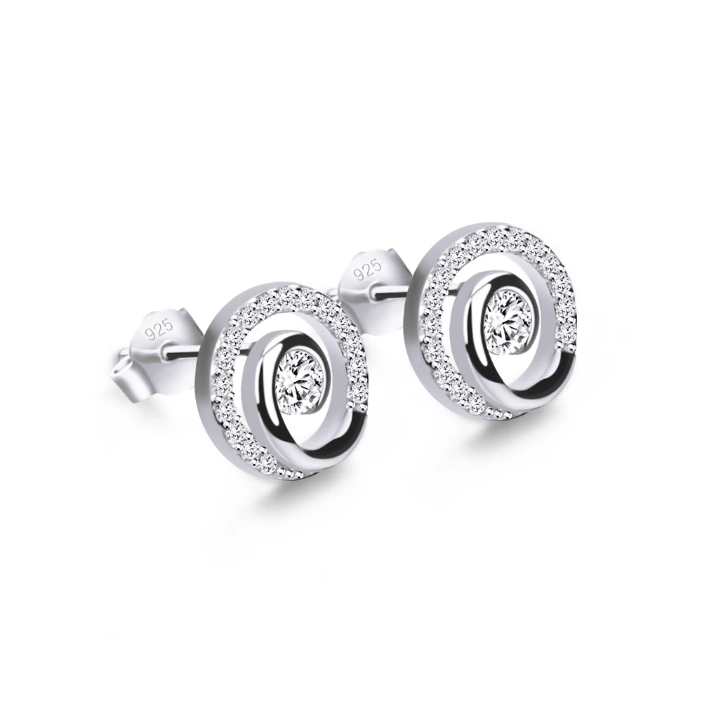 

Fashion Handmade Simple Design 925 Sterling Silver Color Taiji Stud Earrings CZ Zircon Gem for Women Vintage Drop Earrings