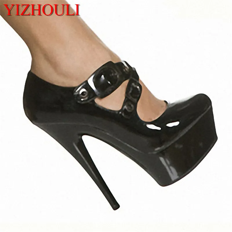 

15 cm super high heels Fine with waterproof leather shallow low help shoes Work dress dance shoes