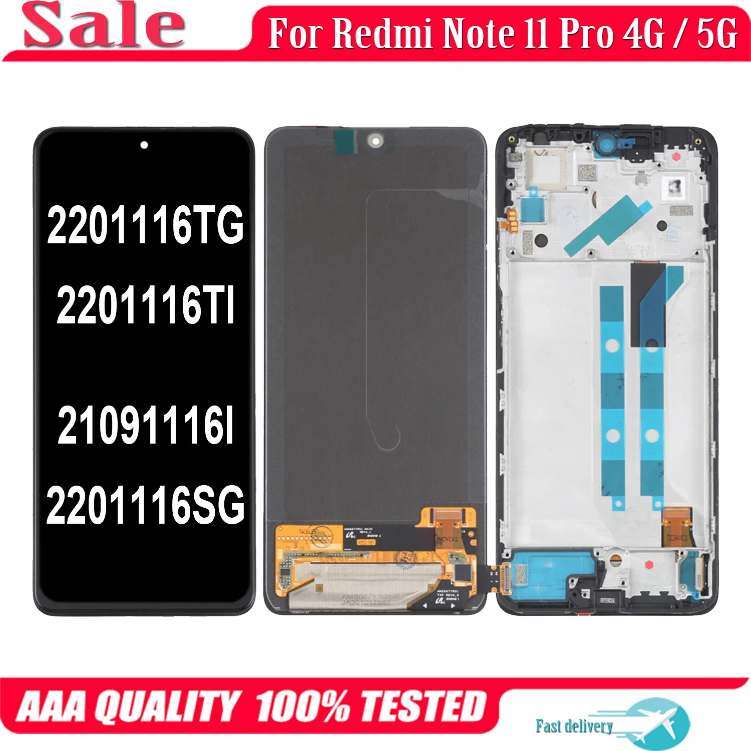 

AMOLED Original For Xiaomi Redmi Note 11 Pro 5G 2201116TG 21091116I LCD Display Touch Screen Digitizer For Redmi Note11 Pro LCD