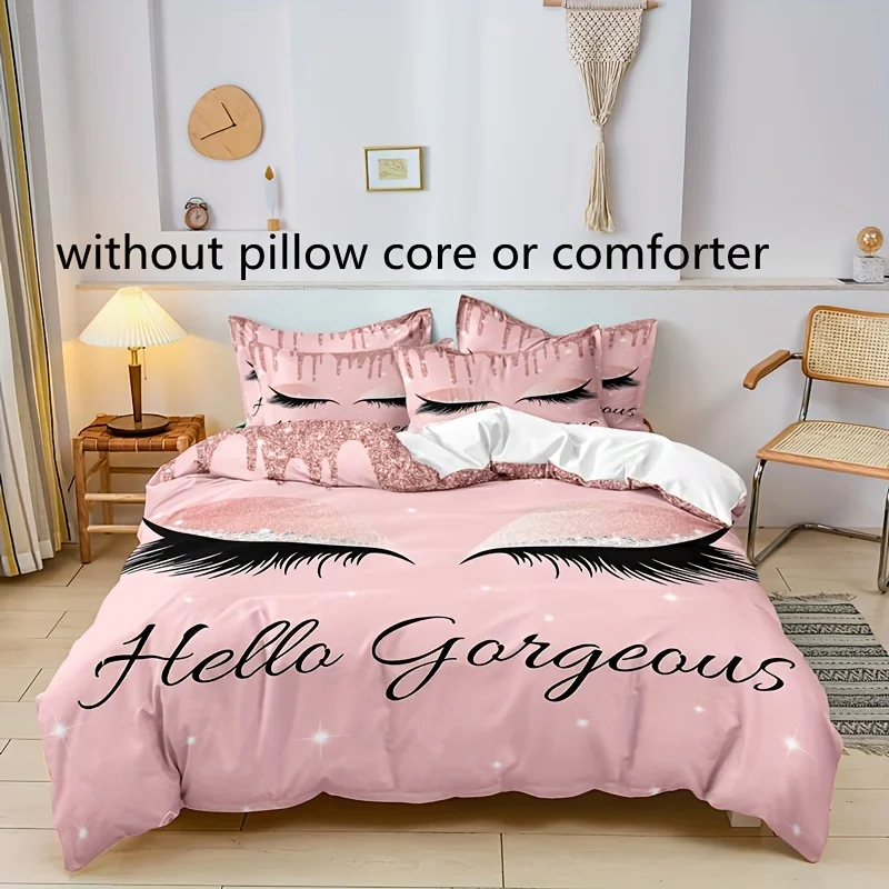 3pcs Fashion Duvet Cover Set, Eye Lash Pattern Bedding Set, Soft Duvet Cover, For Wedding Anniversary, For Bedroom, Guest Room (
3pcs Fashion Duvet Cover Set, Eye Lash Pattern Bedding Set, Soft Duvet Cover, For Wedding Anniversary, For Bedroom, Guest Room (