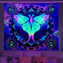 Fluorescent Tapestry Psychedelic Mushroom Witchcraft Supplies Wall Hanging Cloth Carpet Jellyfish Tapestries Hippie Room Décor