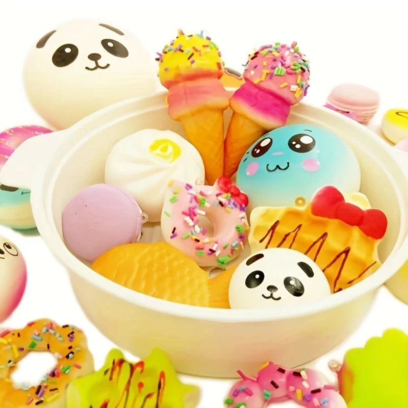 

10pcs Random Squishes Toy Medium Mini Soft Bread Toys Key, Cute Banana Cake Toast Squishy Toy, Kawaii Kitchen Toys Pretend Play