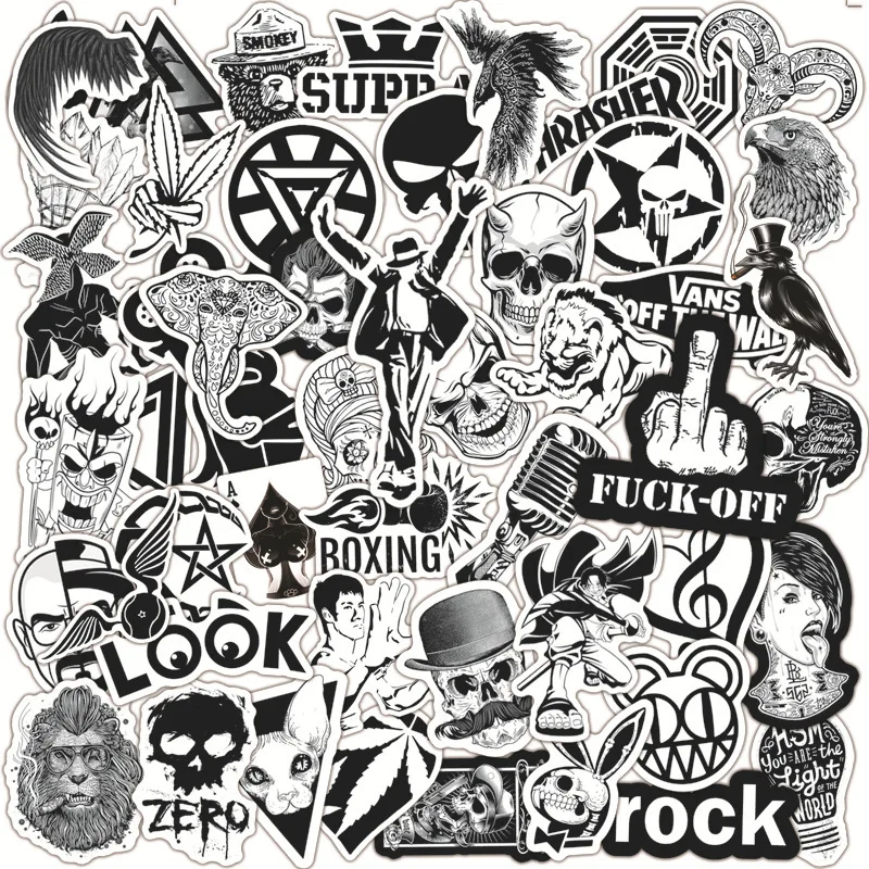 10/30/50PCS Cool Black and White Rock Graffiti Stickers for Kid DIY Guitar Skateboard Laptop Motorcycle Car Funny Art Decal Gift 
10/30/50PCS Cool Black and White Rock Graffiti Stickers for Kid DIY Guitar Skateboard Laptop Motorcycle Car Funny Art Decal Gift