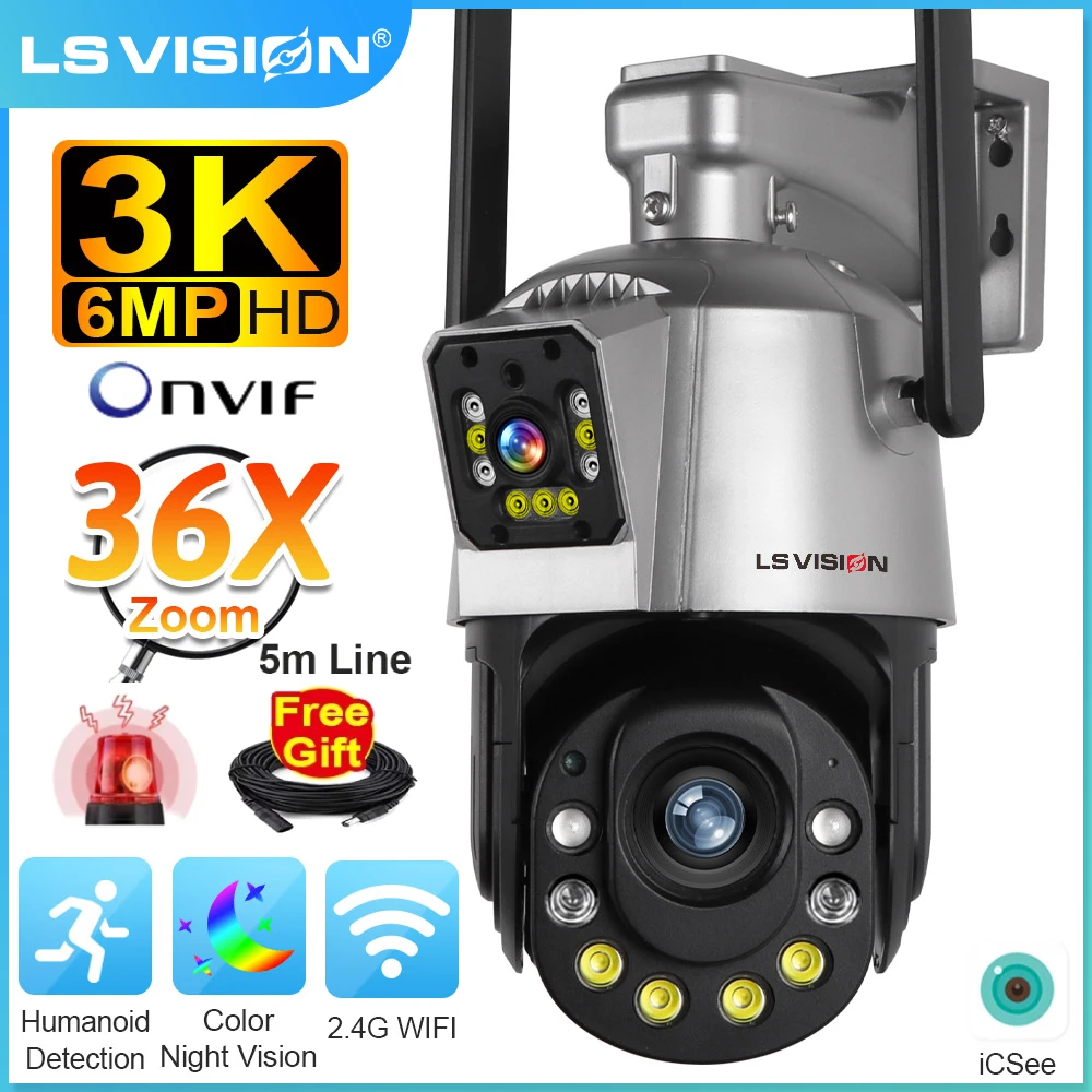 Камера Наружного видеонаблюдения LS VISION, 36-кратное увеличение, Wi-Fi, 6 МП, двойной объектив, 2-стороннее Аудио, датчик присутствия, 360 PTZ IP-камера
Камера Наружного видеонаблюдения LS VISION, 36-кратное увеличение, Wi-Fi, 6 МП, двойной объектив, 2-стороннее Аудио, датчик присутствия, 360 PTZ IP-камера