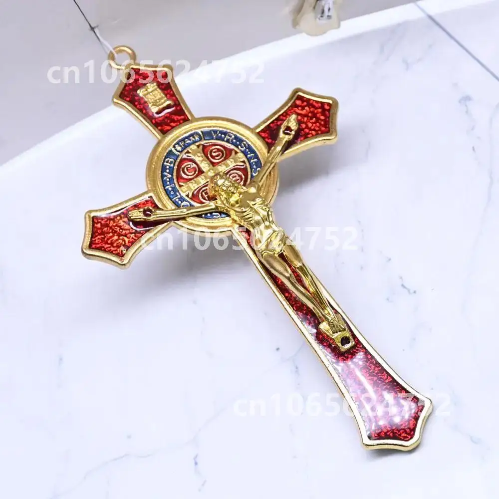 Religion Pray Decoration Supplies Golden Saint Benedict Cross Jesus Christ Pendant 12*7cm
Religion Pray Decoration Supplies Golden Saint Benedict Cross Jesus Christ Pendant 12*7cm