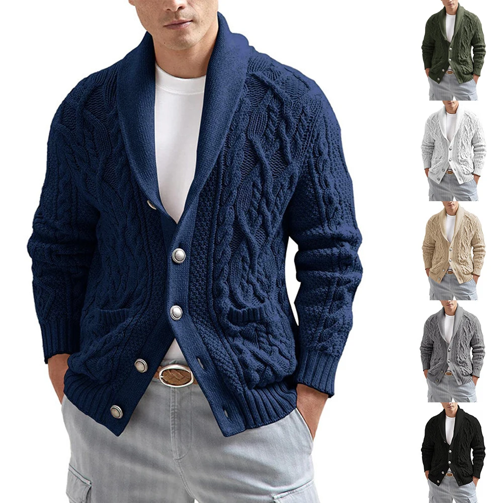 New Sweater Men Solid Color Slim Long Sleeve Knitted Jacket Autumn Winter Cardigan Snap Button Sweater
New Sweater Men Solid Color Slim Long Sleeve Knitted Jacket Autumn Winter Cardigan Snap Button Sweater