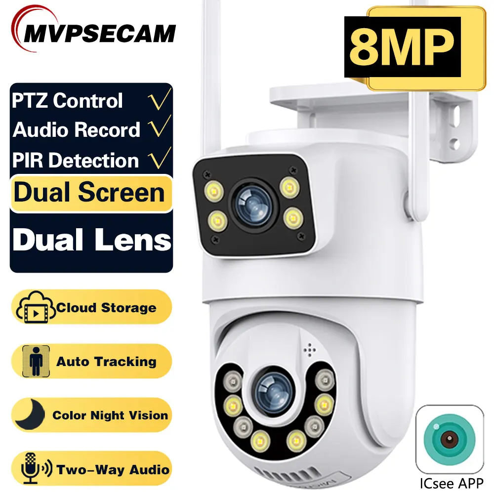 Outdoor Wifi IP Camera 8MP 4K HD Security CCTV Camera Dual Screen Ai Human Detection Auto Tracking Video Surveillance iCSee
Outdoor Wifi IP Camera 8MP 4K HD Security CCTV Camera Dual Screen Ai Human Detection Auto Tracking Video Surveillance iCSee