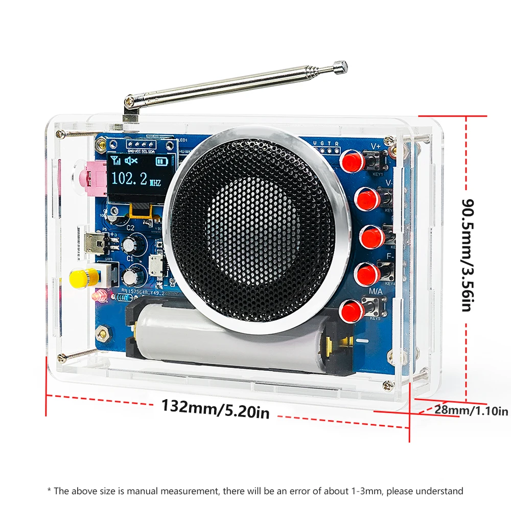 OLED Display Radio DIY Kit Rechargeable FM 87-108MHZ 18650 Lithium Battery Powered Circuit Board Soldering Electronic DIY Parts OLED Display Radio DIY Kit Rechargeable FM 87-108MHZ 18650 Lithium Battery Powered Circuit Board Soldering Electronic DIY Parts
