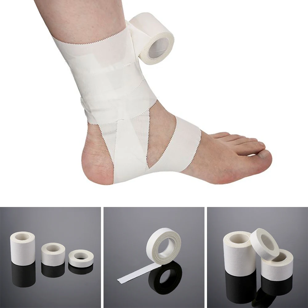 

5 M Medical Waterproof Cotton White Premium Adhesive Tape Physio Muscle Elastic Bandage Strain Injury Care Support Sport Binding