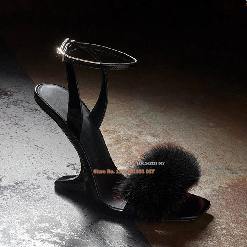 Black Soft Feather Strange Heeled Women's Ankle Strap High Heel Shoes Real Fur Strappy Sandals Summer Party Dress Shoes
Black Soft Feather Strange Heeled Women's Ankle Strap High Heel Shoes Real Fur Strappy Sandals Summer Party Dress Shoes