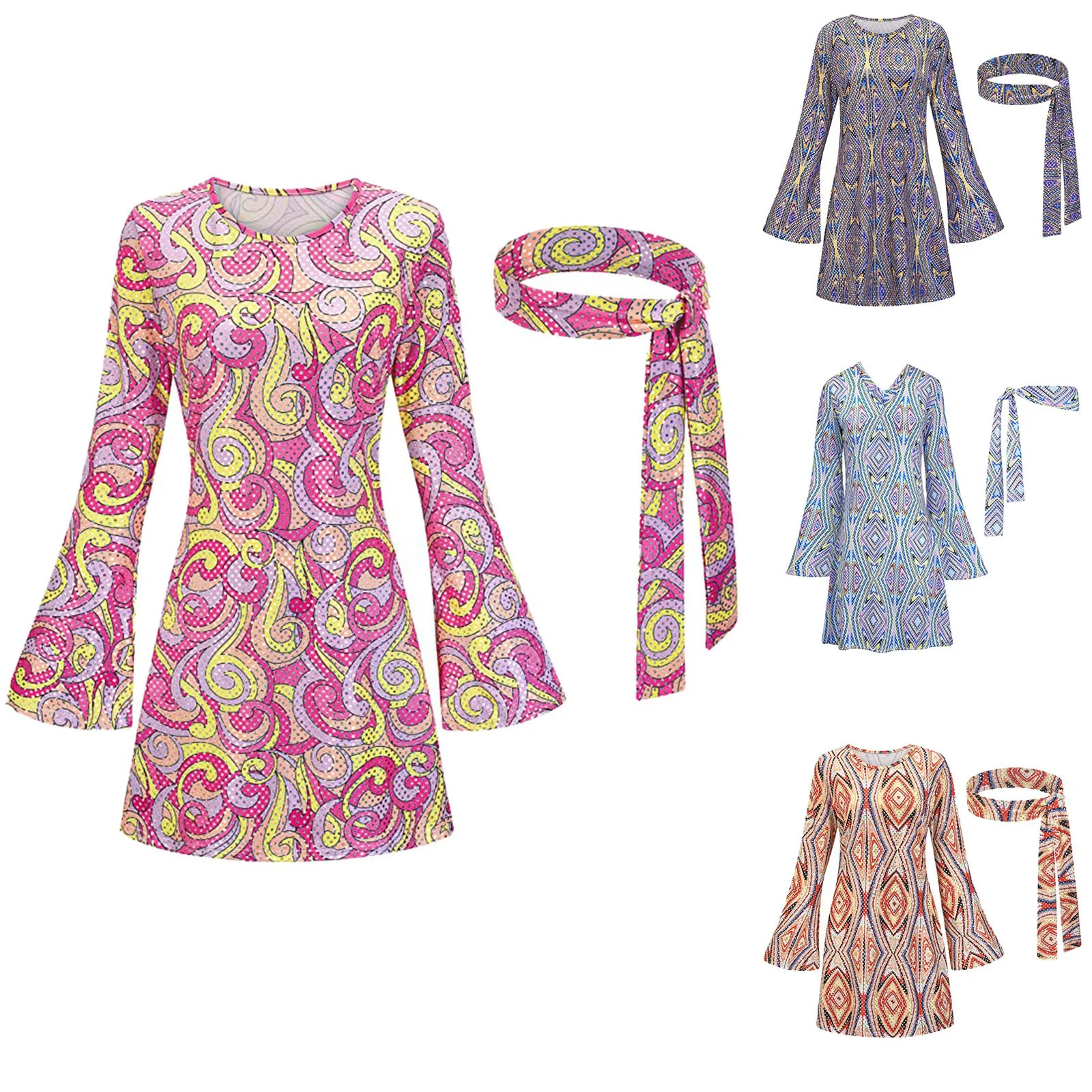 Ladies Carnival 70s Hippie Disco Dress Headscarf Dress Two Piece Set Retro Bodycon Casual
Ladies Carnival 70s Hippie Disco Dress Headscarf Dress Two Piece Set Retro Bodycon Casual