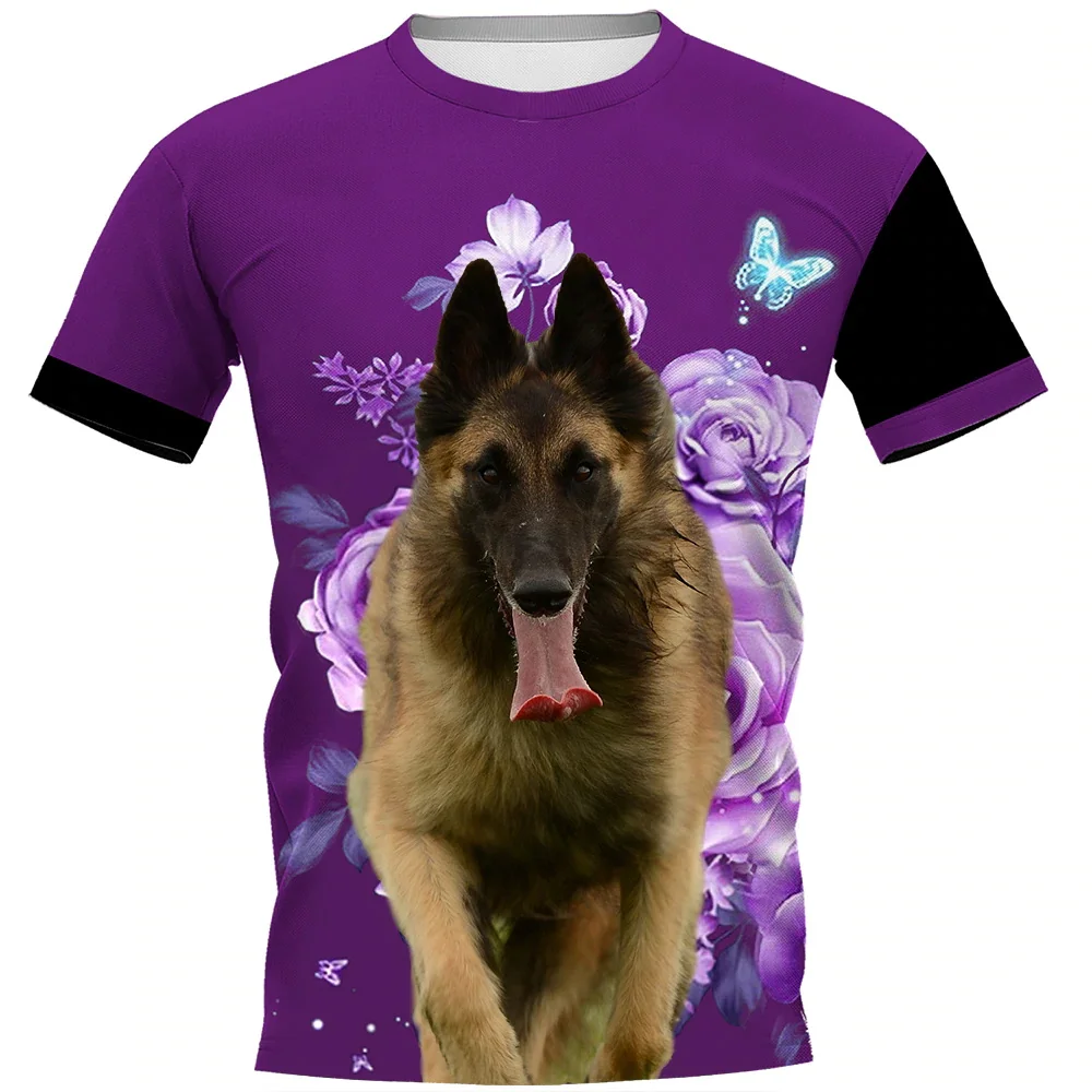 

HX Belgian Shepherd T-shirts 3D Flower Animals Dog Make Life Whole T-shirt Harajuku Hip Hop Tees Women T Shirts Dropshipping