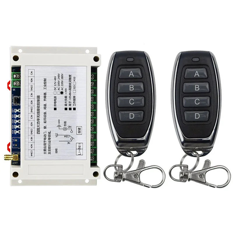 Universal Wireless Remote Control AC110V 220V 240V 380V4CH Relay Receiver Module RF Switch Remote Control For Gate Garage Opener
Universal Wireless Remote Control AC110V 220V 240V 380V4CH Relay Receiver Module RF Switch Remote Control For Gate Garage Opener