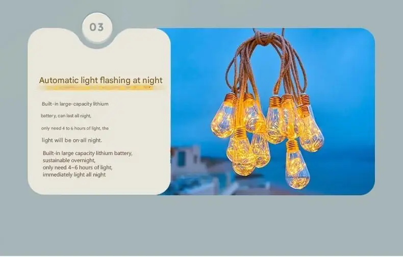 Solar Powered Garden String Lights - 16 LED Bulbs 5 S0b755899f2c64901aec7a016b4703b09T