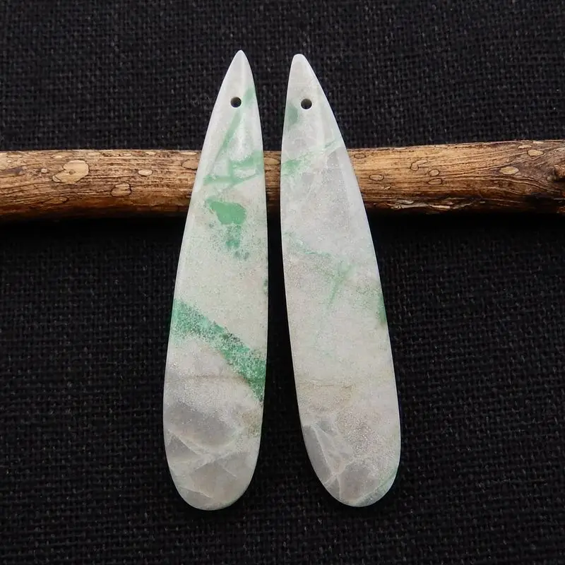 

Semiprecious Natural Stone Variscite Gemstone Earring Bead Pair Fashion Accessories For Women Teardrop 47x10x4mm 6g